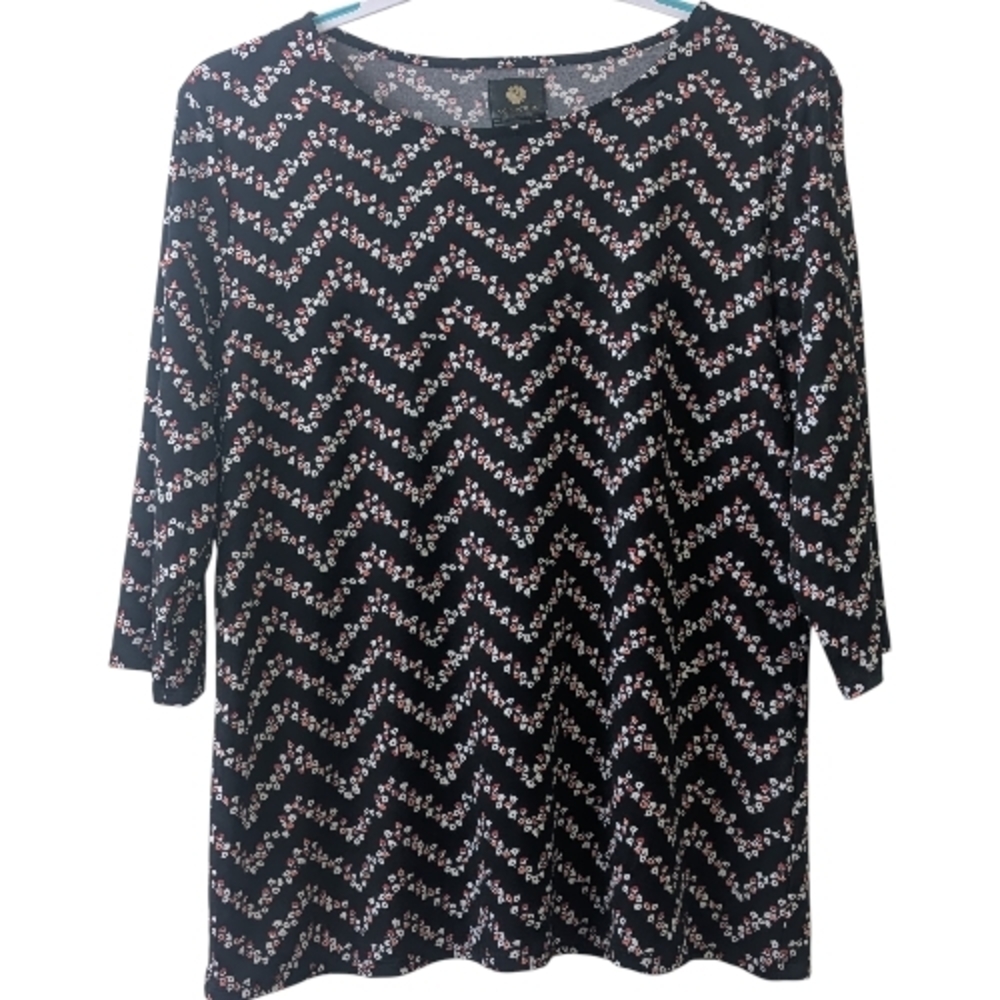JM COLLECTION WOMEN'S FLORAL 3/4 SLEEVE BLOUSE SIZE XL